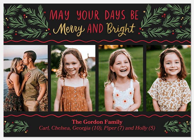 Soft Greenery Holiday Photo Cards