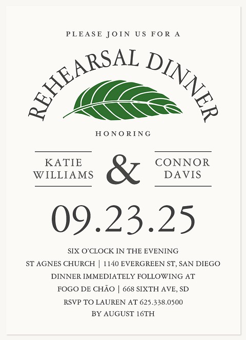Vintage Leaf Rehearsal Dinner Invitations