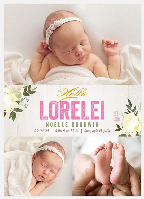 Climbing Blossoms Baby Birth Announcements