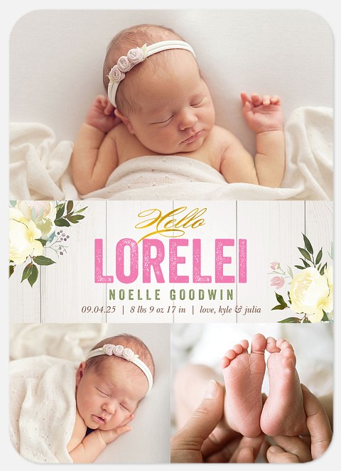 Climbing Blossoms Baby Birth Announcements