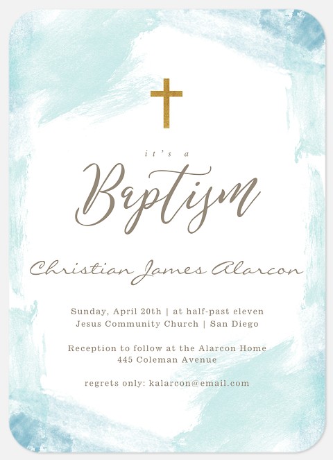 Brushed Abstract Baptism Christening Invitations