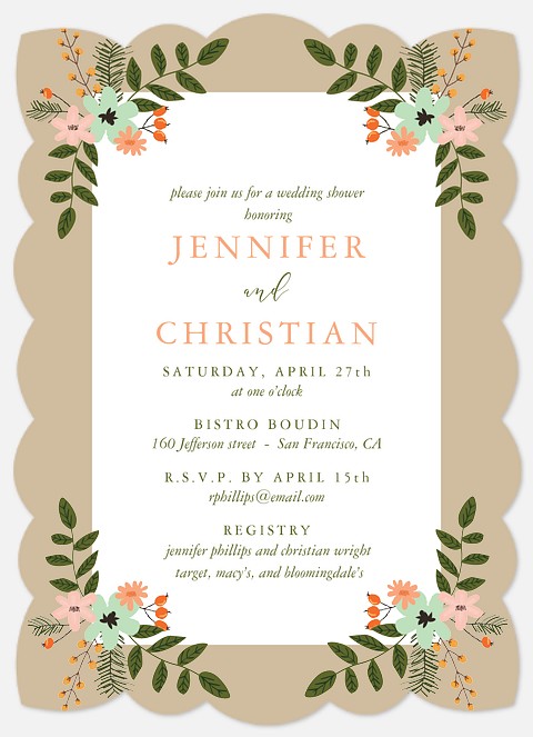 Folksy Floral Bridal Shower Invitations