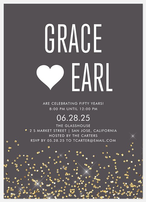Glitter Cascade Anniversary Invitations