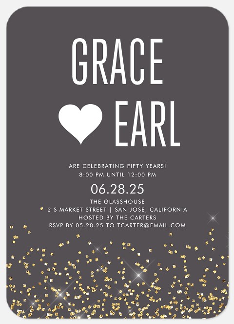 Glitter Cascade Anniversary Invitations