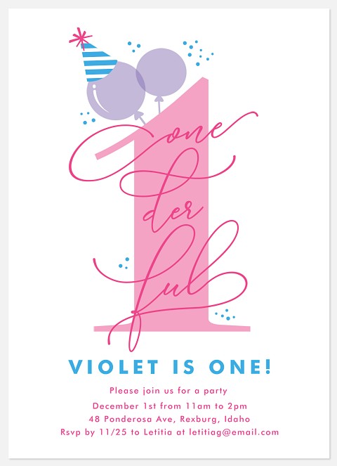 Very One-derful Kids' Birthday Invitations