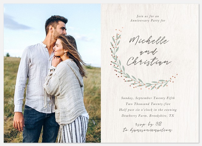 Country Wreath Anniversary Invitations