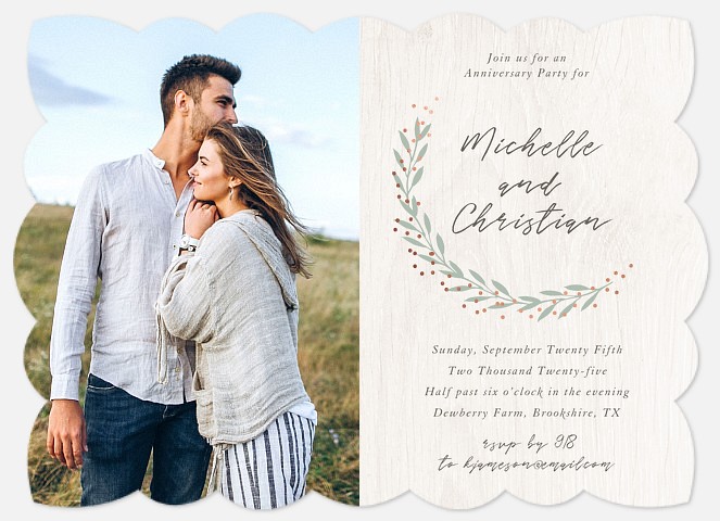 Country Wreath Anniversary Invitations