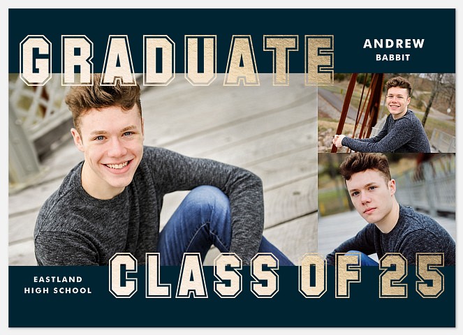 Golden Collegiate Graduation Cards