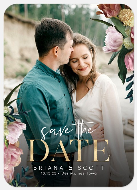 Corner Flowers Save the Date Photo Cards
