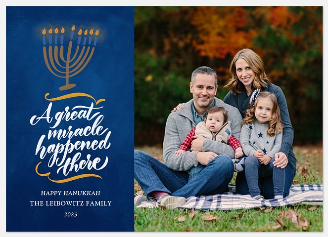 Miracle Menorah Hanukkah Photo Cards