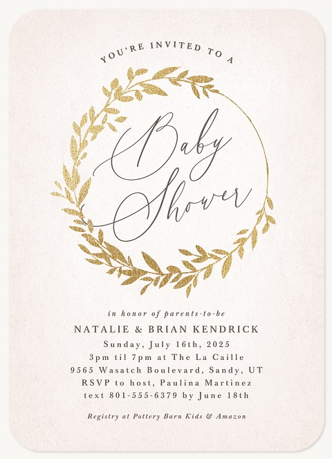Ornate Wreath Baby Shower Invites