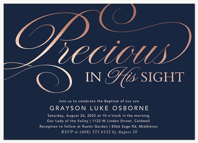 Precious Script Baptisms & Christening Invitations