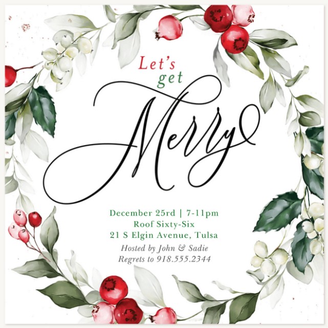Scripted Merry Holiday Party Invitations