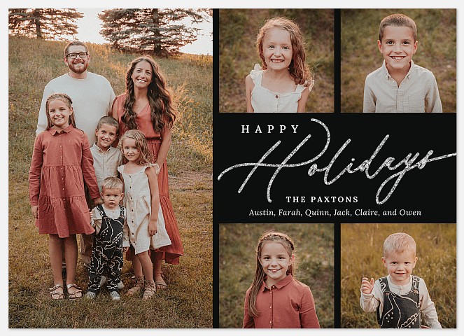 Glittering Script Holiday Photo Cards