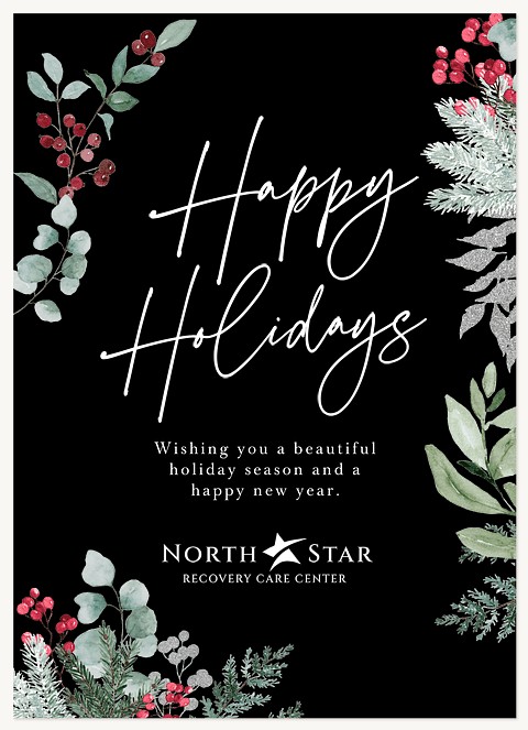 Midnight Holly Business Holiday Cards