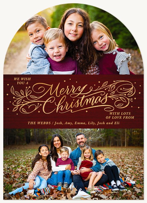 Leafy Lettering Personalized Holiday Cards