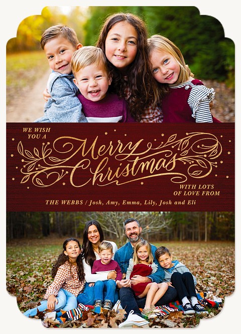 Leafy Lettering Personalized Holiday Cards