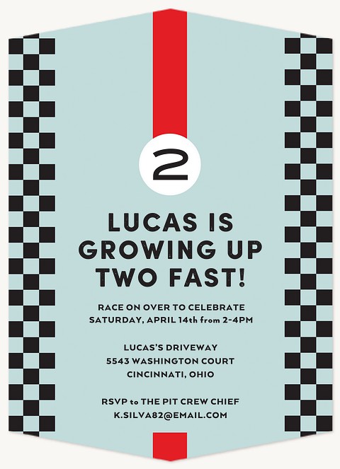 Racing Stripes Kids Birthday Invitations