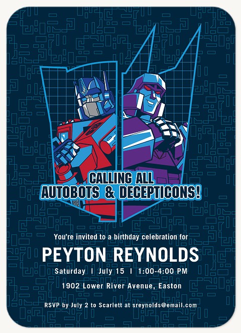 Transformers Big Duo Kids Birthday Invitations