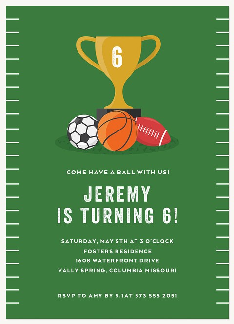 Party Goal Kids Birthday Invitations