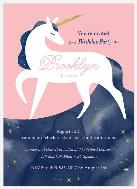 Majestic Unicorn Kids' Birthday Invitations