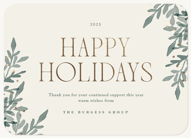 Elegant Greenery Business Holiday Cards