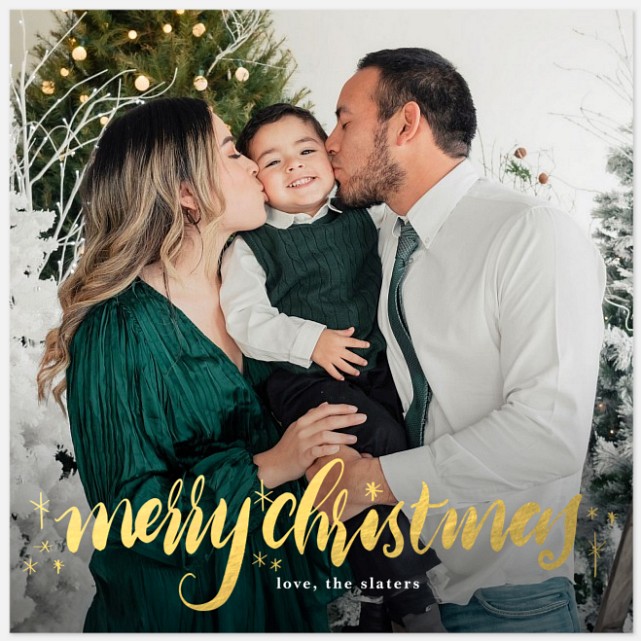 Golden Lettering Holiday Photo Cards