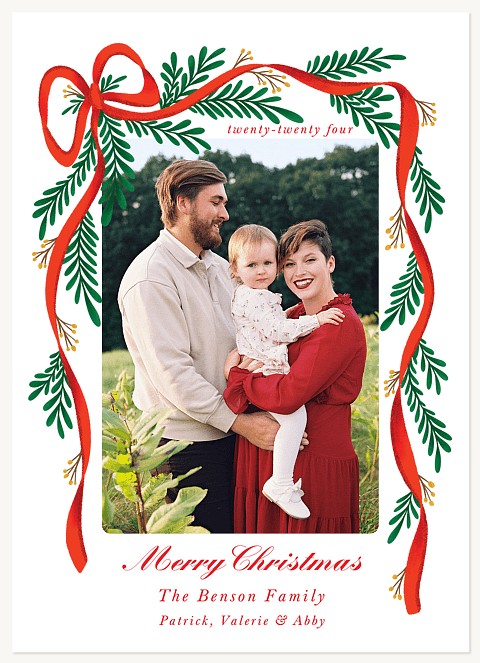 Pine Ribbon Personalized Holiday Cards