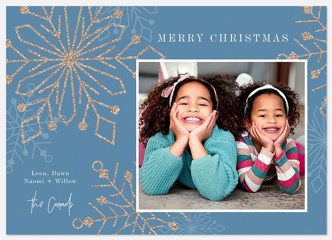 Snowflakes & Glitter Holiday Photo Cards