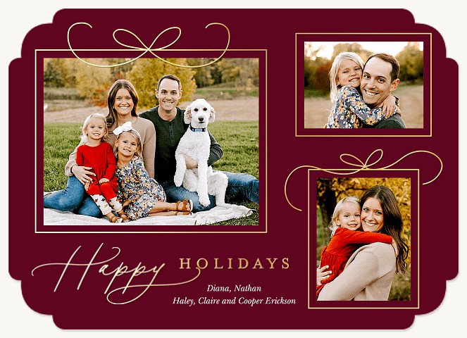 Ribbon Adorned Personalized Holiday Cards