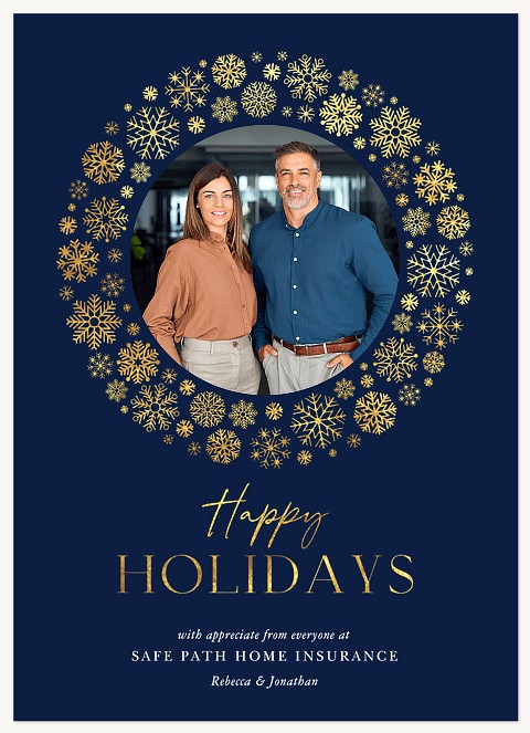 Golden Wreath Business Holiday Cards