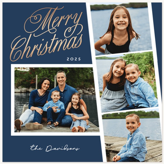 Fancy Four Square Personalized Holiday Cards