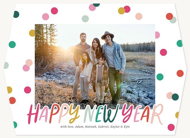 Rainbow Confetti Personalized Holiday Cards