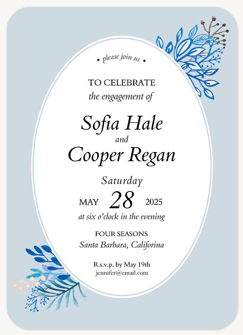 Botanical Watercolor Engagement Party Invitations