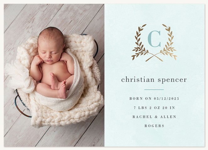 Radiant Laurels Boy Baby Announcements