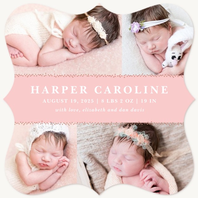 Dotted Darling Girl Baby Announcements