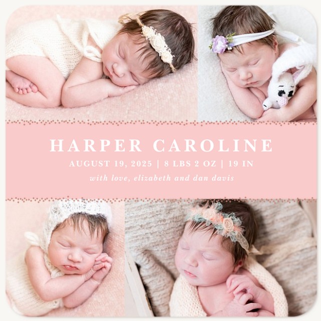 Dotted Darling Girl Baby Announcements