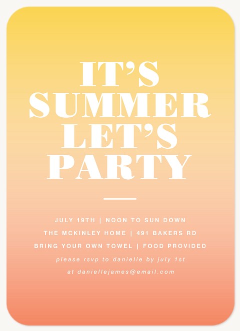Summer Sunset Summer Party Invitations