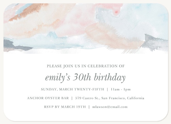 Painted Quartz Adult Birthday Party Invitations