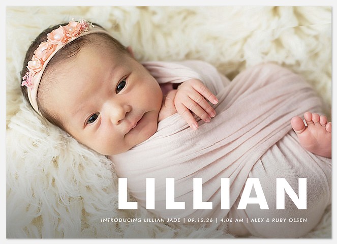 Big Bold Name Baby Birth Announcements