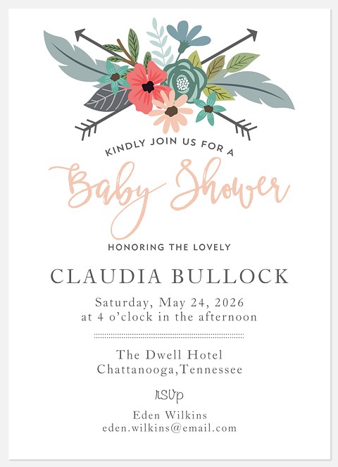Bohemian Florets Baby Shower Invitations