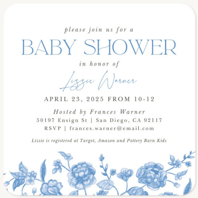 Cottage Roses Baby Shower Invites