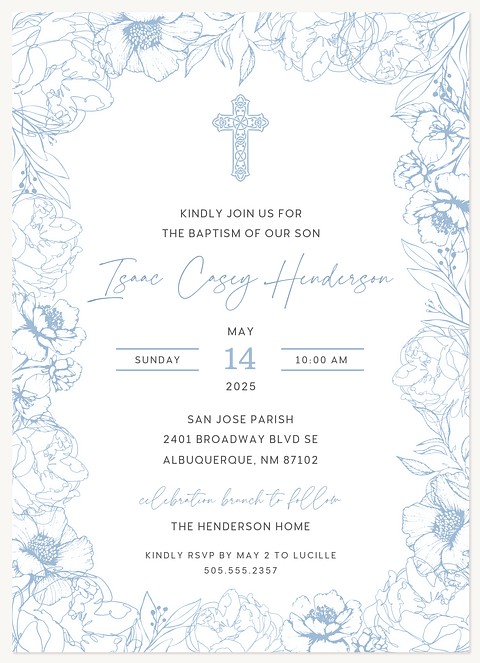 Vintage Florals Baptisms & Christening Invitations