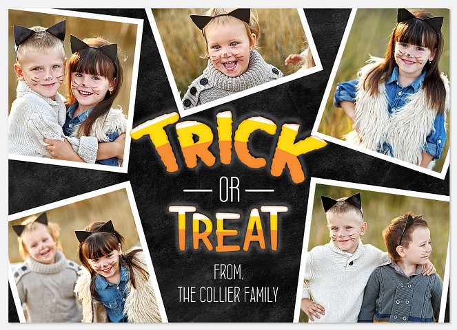 Candy Corn Tricks Halloween Photo Cards