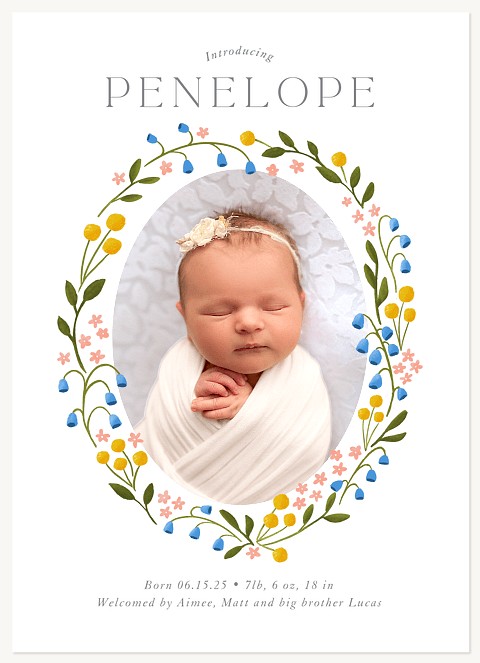Floral Oval Baby Announcements