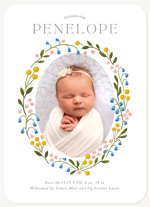 Floral Oval Baby Announcements