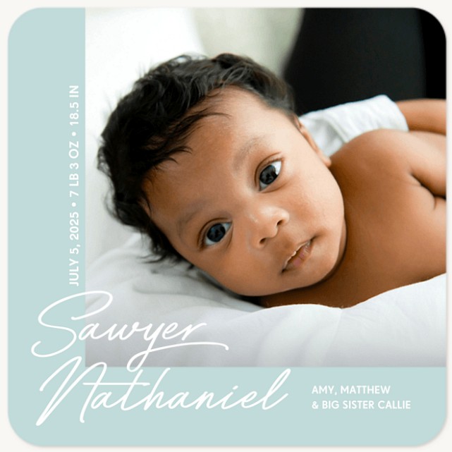 Corner Script Baby Announcements