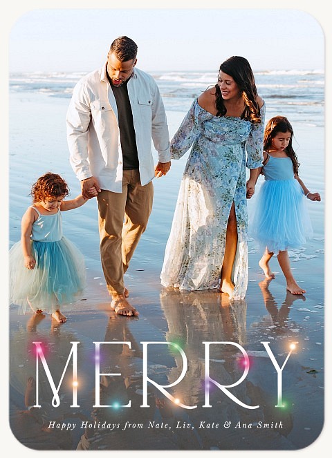 Glowing Merry Personalized Holiday Cards