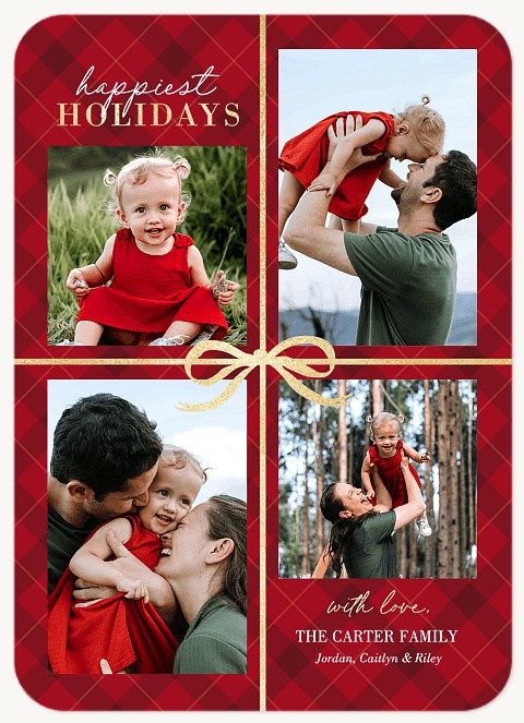 Tied with Gold Personalized Holiday Cards