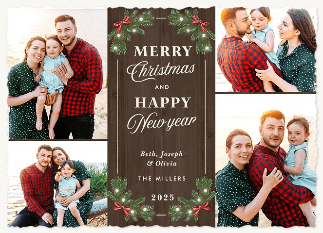 Vintage Wreath Personalized Holiday Cards